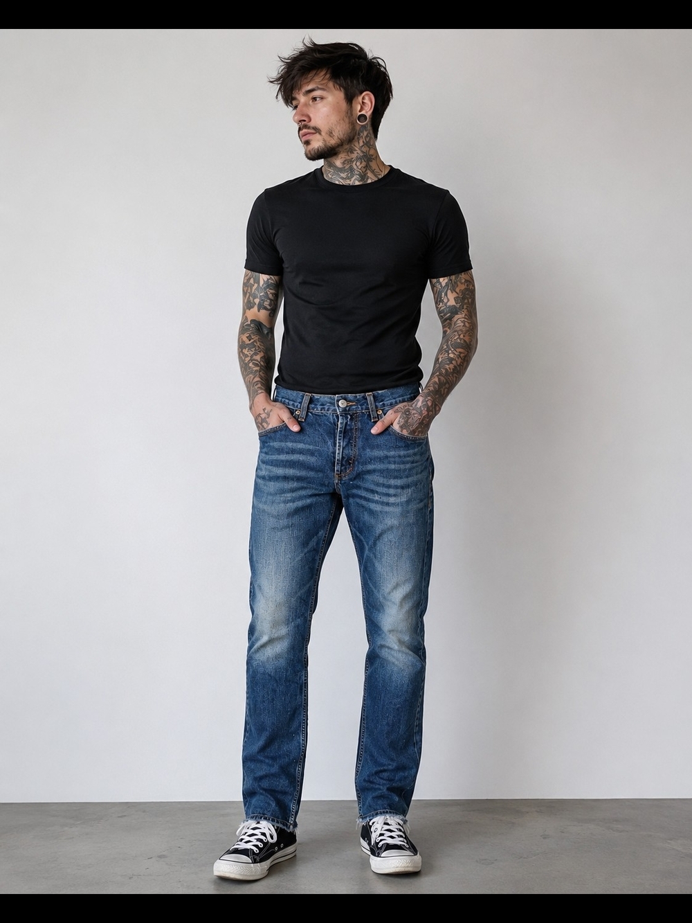 Armani Exchange A|X Men’s Jeans Size 32 Long. Blue Straight Distressed Denim